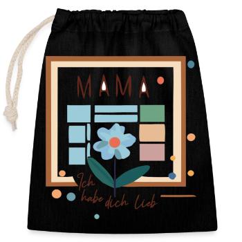 Mom Flower Greeting - Closable cotton gift bag (25x30cm) - black - Front