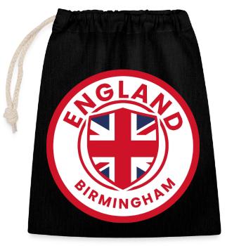 Birmingham Union Jack Badge - Closable cotton gift bag (25x30cm) - black - Front
