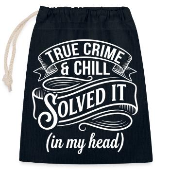 True Crime & Chill – Solved It - Verschließbarer Geschenkbeutel aus Baumwolle (25x30cm) - Navy - Vorne