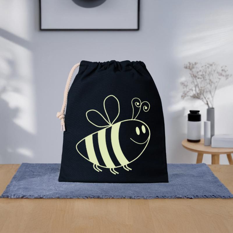 Smiling Bees Pattern Closable cotton gift bag (25x30cm)