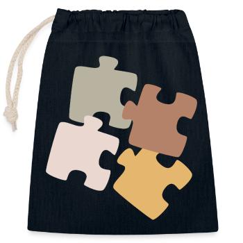 Puzzle Patchwork Vielfalt - Verschließbarer Geschenkbeutel aus Baumwolle (25x30cm) - Navy - Vorne