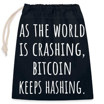 Bitcoin Quote Crypto Quotes - Closable cotton gift bag (25x30cm) - navy - Front