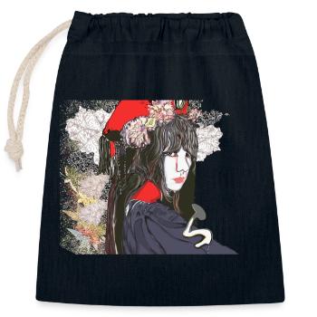 japanese mafia portrait - Closable cotton gift bag (25x30cm) - navy - Front
