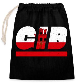 Drapeau de Gibraltar Drapeau GIB - Sac cadeau en coton avec cordon (25 x 30 cm) - noir - Devant