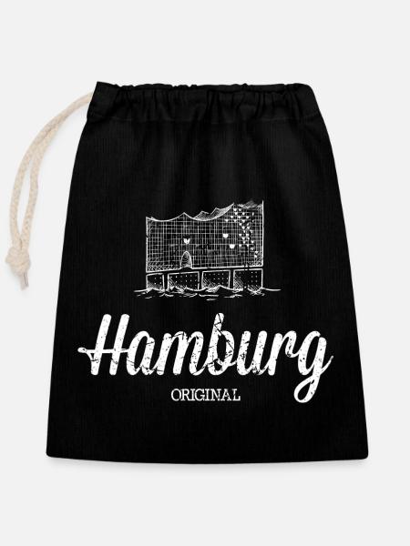 Hamburg Original Elbphilharmonie - Verschließbarer Geschenkbeutel aus Baumwolle (25x30cm) - Schwarz