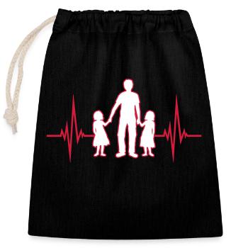 Pulse 2 daughters - Closable cotton gift bag (25x30cm) - black - Front