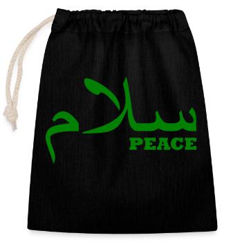 peace - Closable cotton gift bag (25x30cm) - black - Front