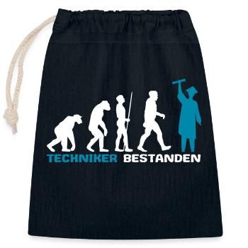 Techniker Abschluss Prüfung Bestanden Evolution - Verschließbarer Geschenkbeutel aus Baumwolle (25x30cm) - Navy - Vorne
