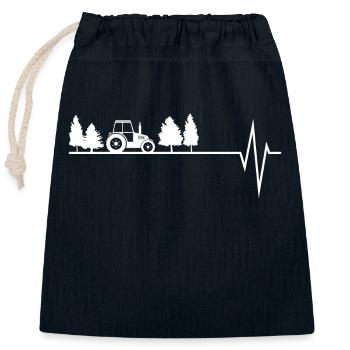 Traktor Dorfkind Herzschlag Puls Motiv - Verschließbarer Geschenkbeutel aus Baumwolle (25x30cm) - Navy - Vorne