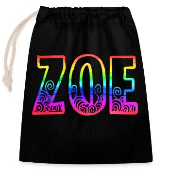 zoe rs regenbogen - Verschließbarer Geschenkbeutel aus Baumwolle (25x30cm) - Schwarz - Vorne