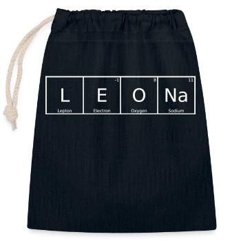 Leona Nom Prénom Chimie Éléments du tableau périodique - Sac cadeau en coton avec cordon (25 x 30 cm) - bleu marine - Devant