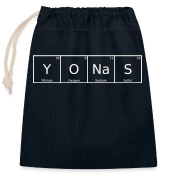 Yonas Nom Prénom Chimie Éléments du tableau périodique - Sac cadeau en coton avec cordon (25 x 30 cm) - bleu marine - Devant