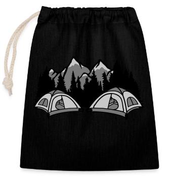 Forest campers live outside - Closable cotton gift bag (25x30cm) - black - Front
