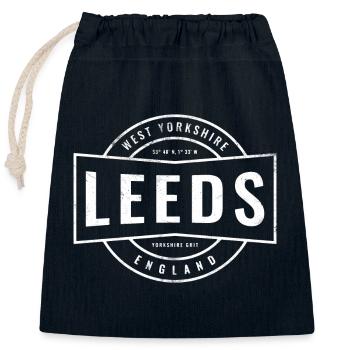 Leeds England Stempeldesign - Verschließbarer Geschenkbeutel aus Baumwolle (25x30cm) - Navy - Vorne