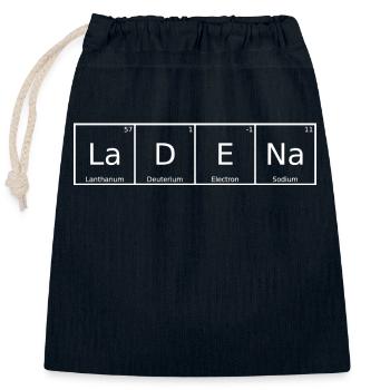 Ladena Nom Prénom Chimie Éléments du tableau périodique - Sac cadeau en coton avec cordon (25 x 30 cm) - bleu marine - Devant
