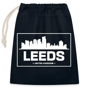 Leeds Skyline Silhouette Druck - Verschließbarer Geschenkbeutel aus Baumwolle (25x30cm) - Navy - Vorne