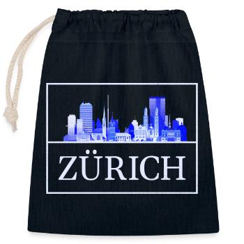 Silhouette bleue de Zurich Skyline - Sac cadeau en coton avec cordon (25 x 30 cm) - bleu marine - Devant