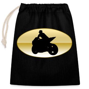 Motorrad - Verschließbarer Geschenkbeutel aus Baumwolle (25x30cm) - Schwarz - Vorne