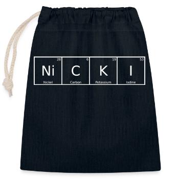Nicki Name Vorname Chemie Periodensystem Elemente - Verschließbarer Geschenkbeutel aus Baumwolle (25x30cm) - Navy - Vorne