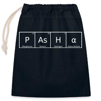 Pasha Nom Prénom Chimie Tableau périodique Éléments - Sac cadeau en coton avec cordon (25 x 30 cm) - bleu marine - Devant