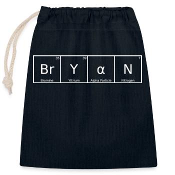 Bryan Nom Prénom Chimie Tableau périodique Éléments - Sac cadeau en coton avec cordon (25 x 30 cm) - bleu marine - Devant