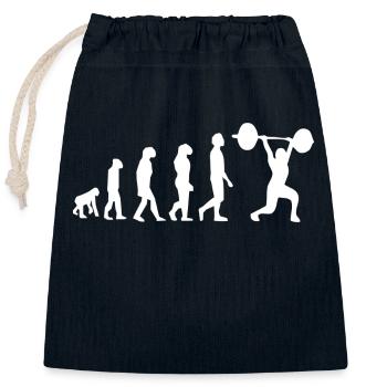 Haltérophilie évolution - Sac cadeau en coton avec cordon (25 x 30 cm) - bleu marine - Devant