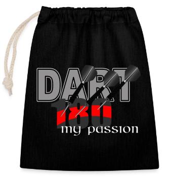 Dart Triple 180 my passion, Dartspieler + Dartfans - Verschließbarer Geschenkbeutel aus Baumwolle (25x30cm) - Schwarz - Vorne