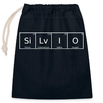 Silvio surname First name Chemistry Periodic Table Elements - Closable cotton gift bag (25x30cm) - navy - Front