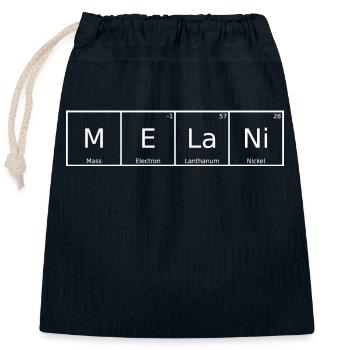 Melani Name First Name Chemistry Periodic Table Elements - Closable cotton gift bag (25x30cm) - navy - Front