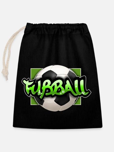 Urban Graffiti Fußballdesign - Verschließbarer Geschenkbeutel aus Baumwolle (25x30cm) - Schwarz
