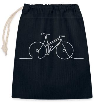 Vélo à ligne minimale - Sac cadeau en coton avec cordon (25 x 30 cm) - bleu marine - Devant