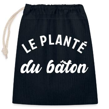 Le planté du bâton - Sac cadeau en coton avec cordon (25 x 30 cm) - bleu marine - Devant