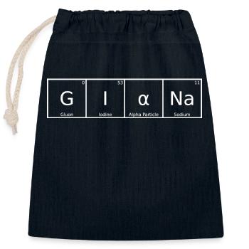 Giana Nom Prénom Chimie Tableau périodique Éléments - Sac cadeau en coton avec cordon (25 x 30 cm) - bleu marine - Devant