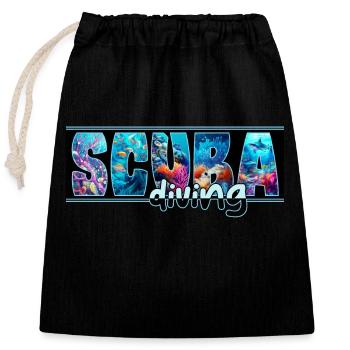 Scuba diving - Closable cotton gift bag (25x30cm) - black - Front