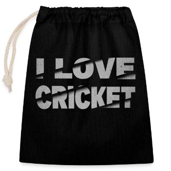 I Love Cricket Cricketer Batsman Sports - Closable cotton gift bag (25x30cm) - black - Front