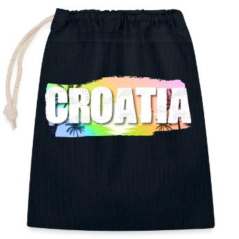 Croatie (Hrvatska) - Sac cadeau en coton avec cordon (25 x 30 cm) - bleu marine - Devant