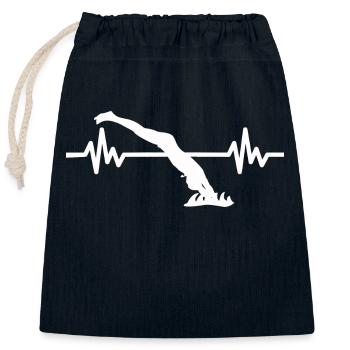 Heartbeat Swimmer - Athlète de sports nautiques plongeur - Sac cadeau en coton avec cordon (25 x 30 cm) - bleu marine - Devant