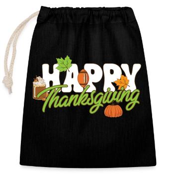 Tis The Season Football Pumpkin Spice Happy - Verschließbarer Geschenkbeutel aus Baumwolle (25x30cm) - Schwarz - Vorne