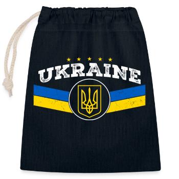 Ukrainischer Dreizack - Ukrainisches Tryzub-Symbol - Verschließbarer Geschenkbeutel aus Baumwolle (25x30cm) - Navy - Vorne
