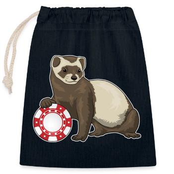 Ferret Poker Jetons de Poker - Sac cadeau en coton avec cordon (25 x 30 cm) - bleu marine - Devant