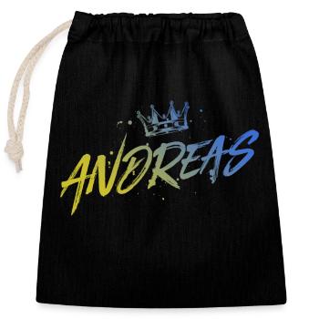 Andreas - Sac cadeau en coton avec cordon (25 x 30 cm) - noir - Devant