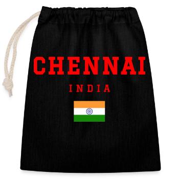 Chennai Indien - Verschließbarer Geschenkbeutel aus Baumwolle (25x30cm) - Schwarz - Vorne