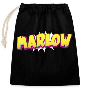 Marlow Nom personnalisé Style bande dessinée Pop Art, - Sac cadeau en coton avec cordon (25 x 30 cm) - noir - Devant