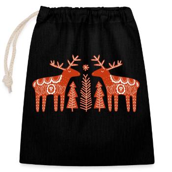 Renne - Sac cadeau en coton avec cordon (25 x 30 cm) - noir - Devant