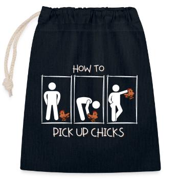 How to pick up girls - How to pick up chicks. - Closable cotton gift bag (25x30cm) - navy - Front