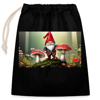 Mignons petits gnomes Vie quotidienne – Amanite tue-mouches - Sac cadeau en coton avec cordon (25 x 30 cm) - noir - Devant