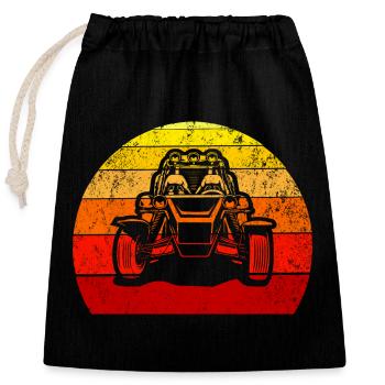 Retro Off-Road Abenteuer Illustration - Verschließbarer Geschenkbeutel aus Baumwolle (25x30cm) - Schwarz - Vorne