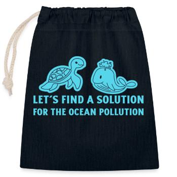Marine Conservation - Closable cotton gift bag (25x30cm) - navy - Front