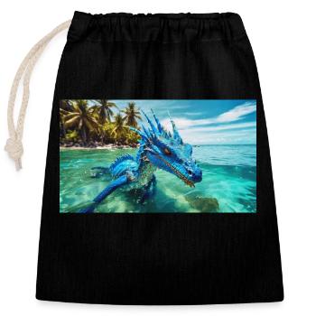 Ein realistischer blauer Wasserdrache im Meerwasser - Verschließbarer Geschenkbeutel aus Baumwolle (25x30cm) - Schwarz - Vorne