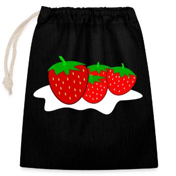 Fraises à la crème fouettée - Sac cadeau en coton avec cordon (25 x 30 cm) - noir - Devant